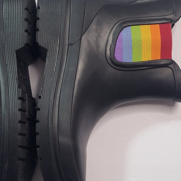 Chooka Black Rainboot LGBTQ+ Pride Eastlake Chelsea Boot Women's Size 7 - Picture 5 of 8